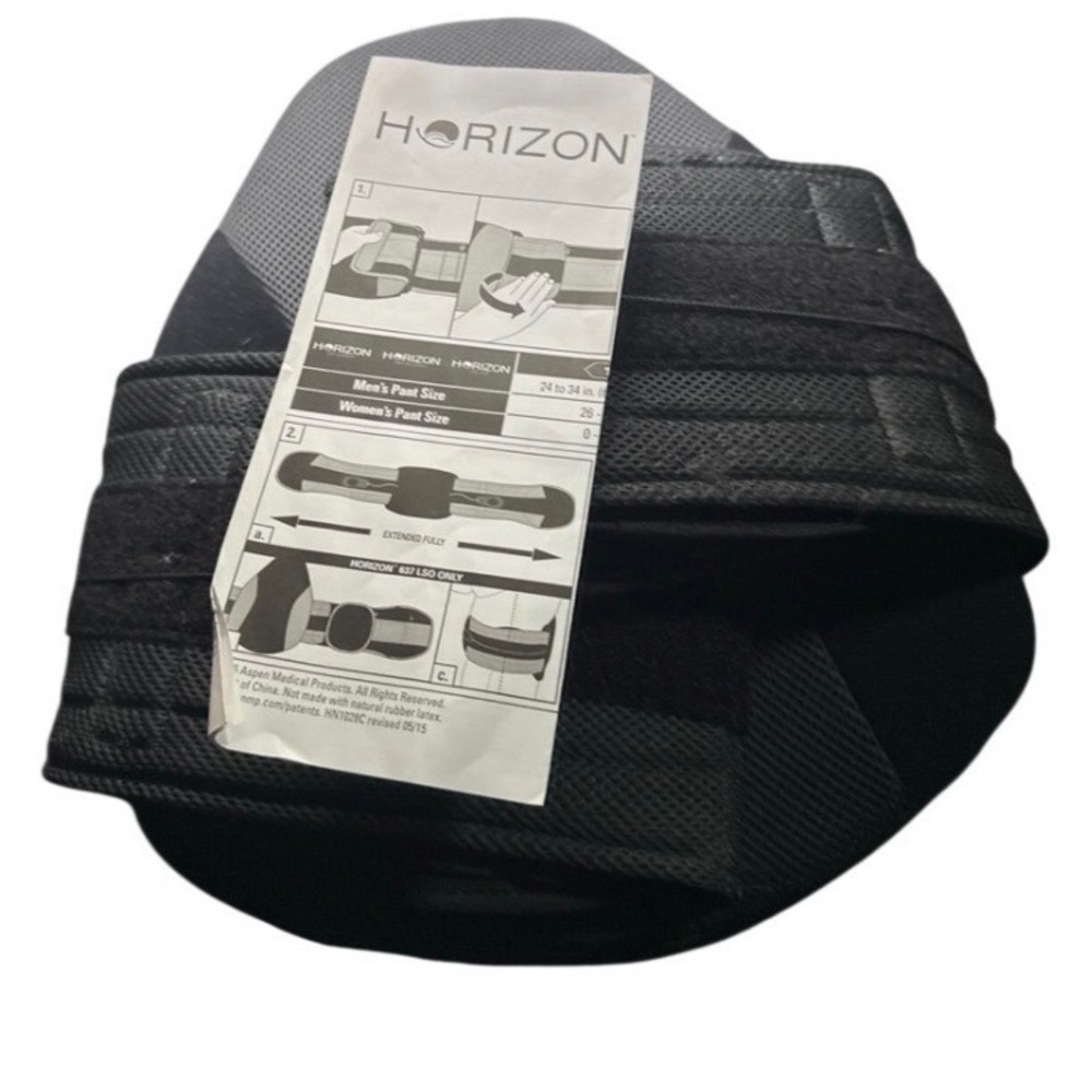 Horizon by Aspen Lumbar Back Brace Support Adjustable Black Men Size 24-34‎